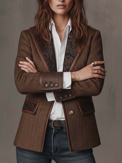 Herringbone Printed Panel Blazer