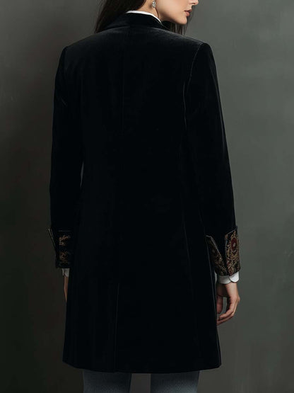 Black Baroque Print Lapel Slim Fit Blazer
