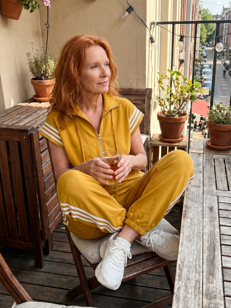 Lark | Zip-front jumpsuit with striped panels