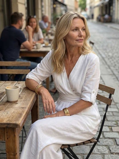 Wanda | Wrap-front wide-leg jumpsuit