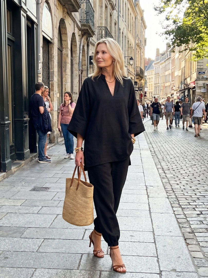 Georgiana | V-neck tunic and gathered trousers