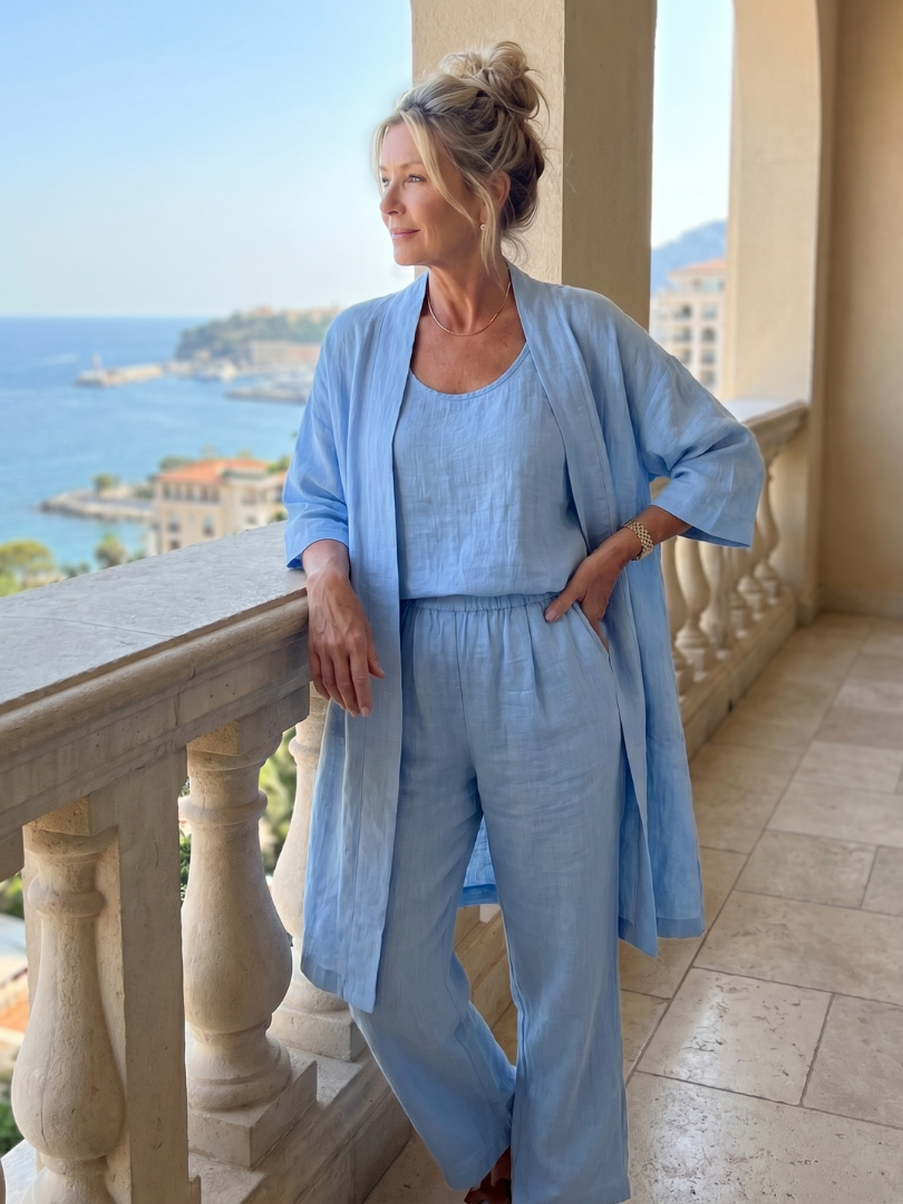 Yael | Three-piece set: top and relaxed trousers