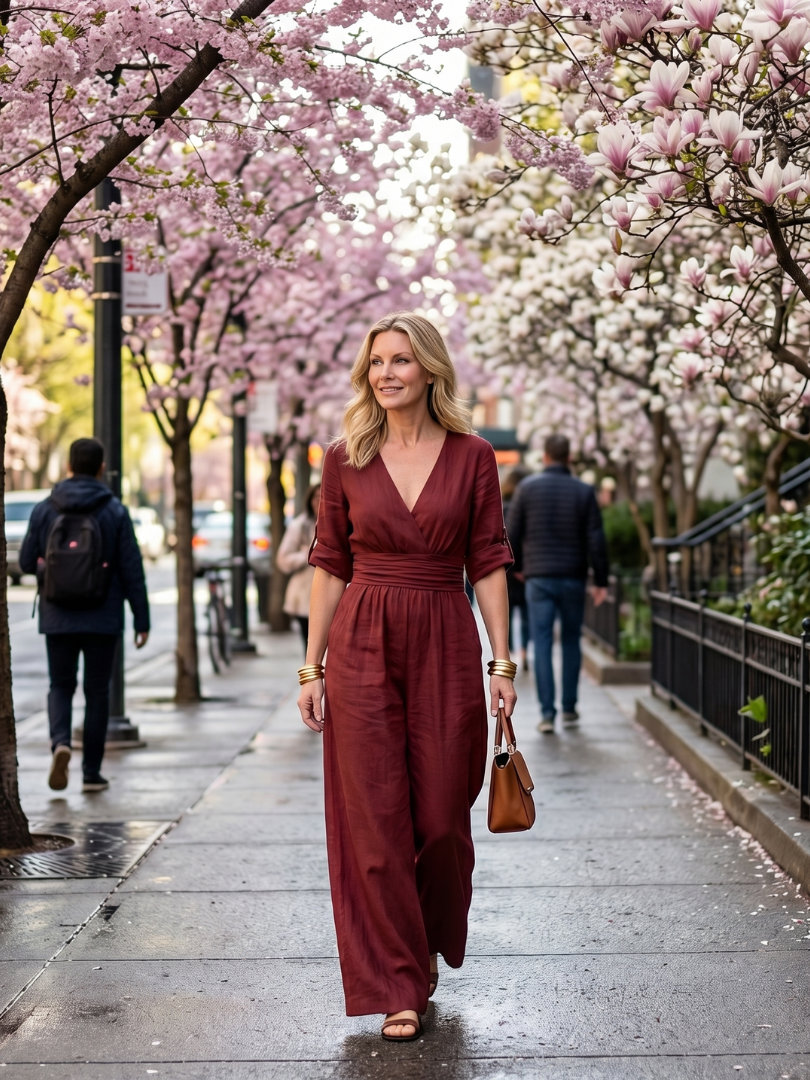 Wanda | Wrap-front wide-leg jumpsuit