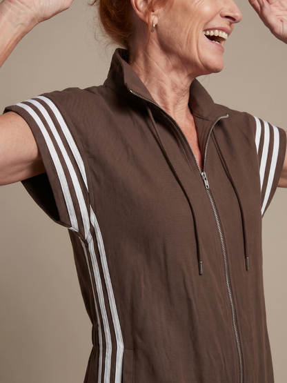 Lark | Zip-front jumpsuit with striped panels