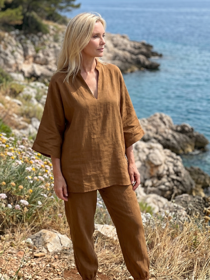 Georgiana | V-neck tunic and gathered trousers