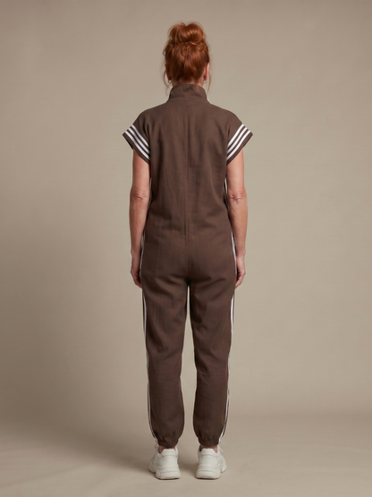 Lark | Zip-front jumpsuit with striped panels