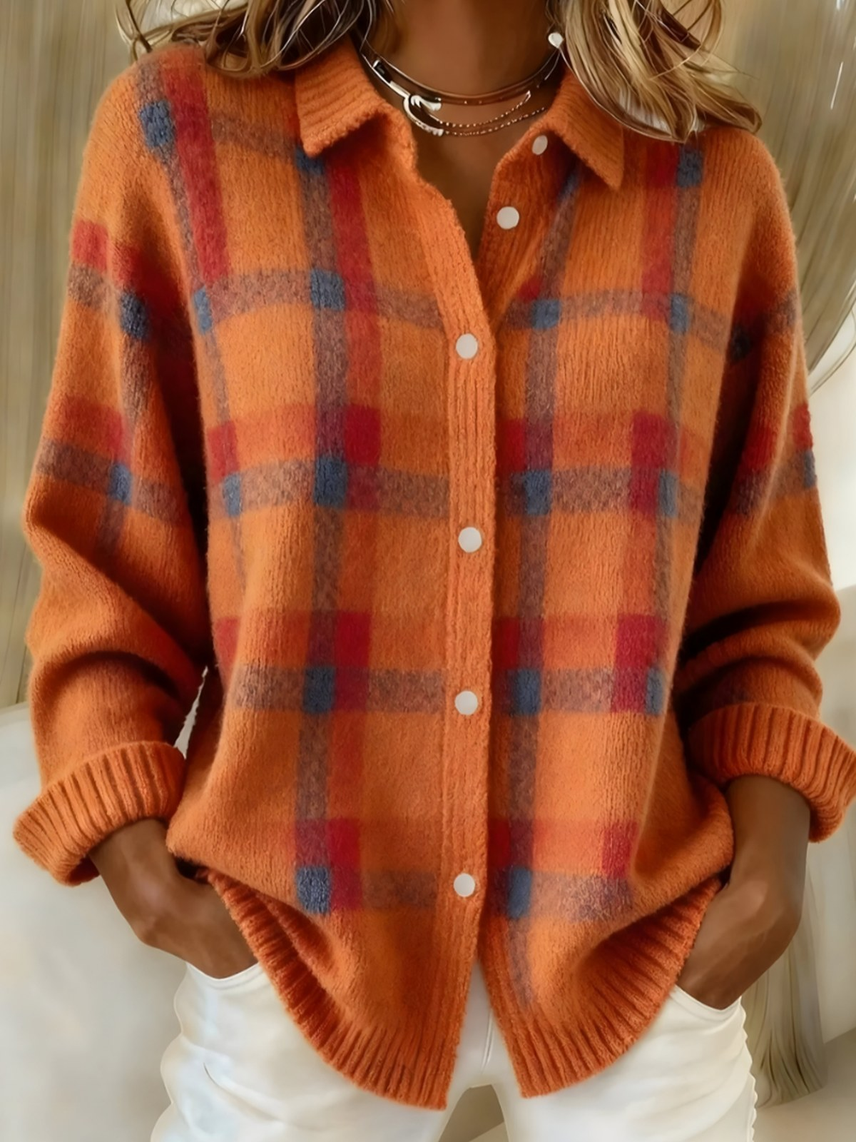 Rosalind | Checked knit cardigan