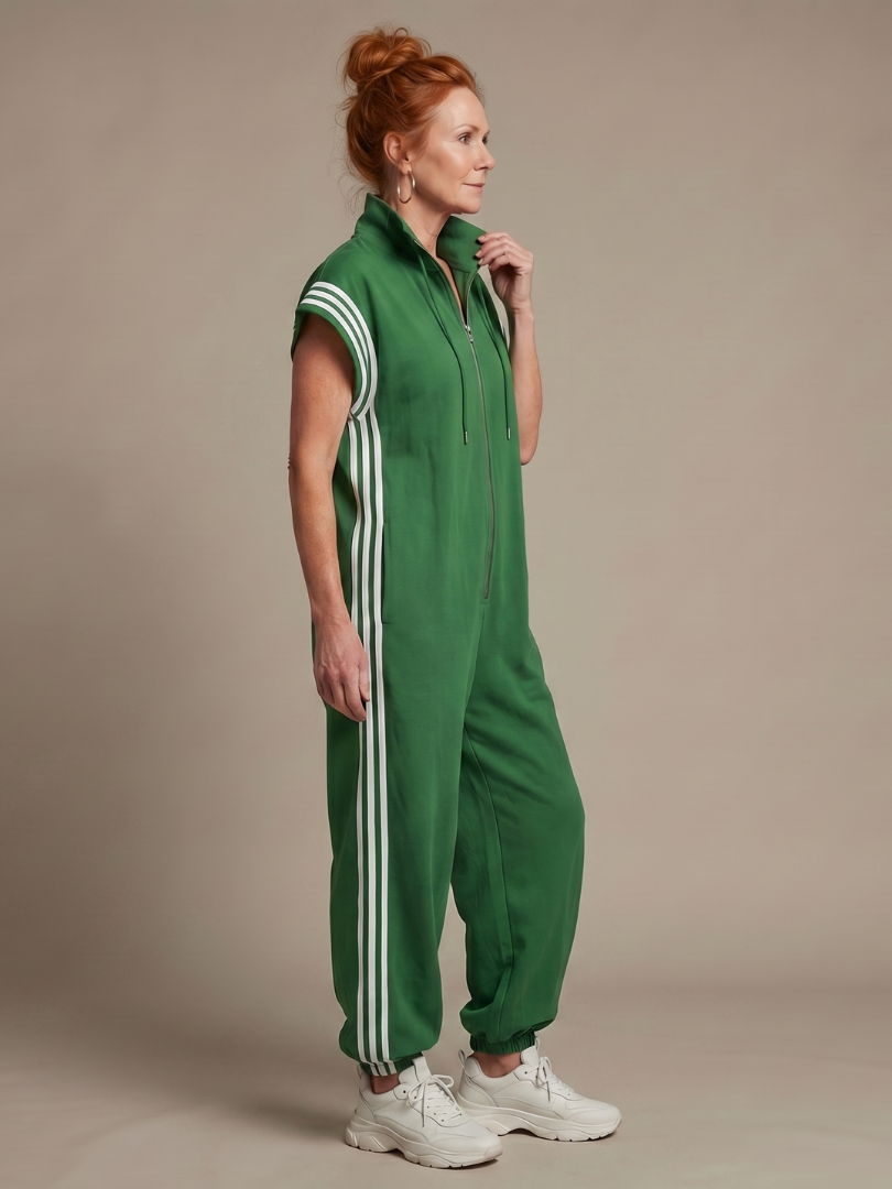 Lark | Zip-front jumpsuit with striped panels