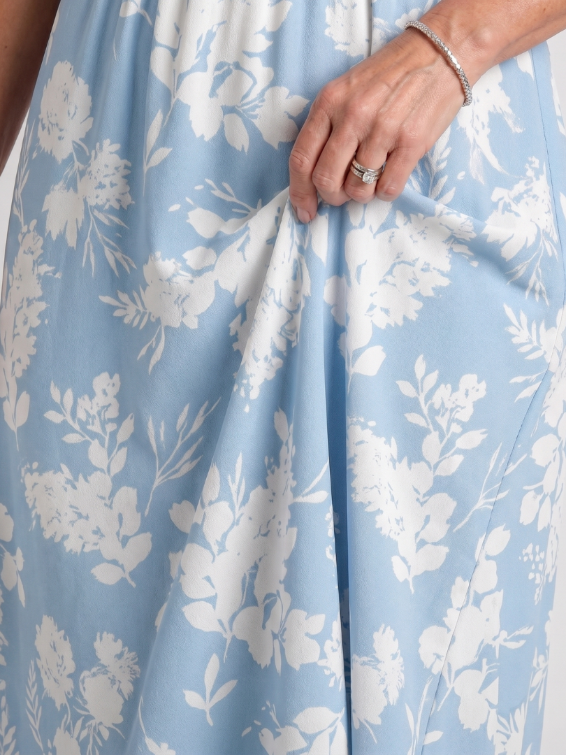 Damska sukienka midi w kwiaty z dekoltem w serek – Anna Marie