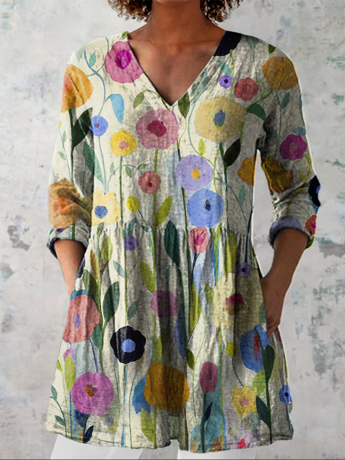 Damska długa bluzka z dekoltem w serek – Anna Marie
