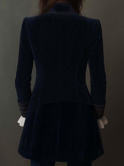 Vintage Navy Embroidered Longline Jacket
