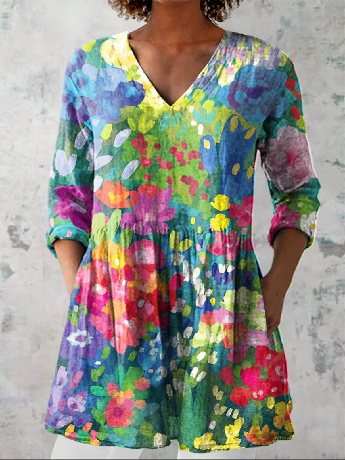 Damska długa bluzka z dekoltem w serek – Anna Marie