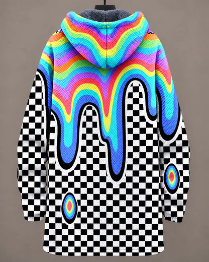 Vivienne | Rainbow Checkered Hooded Jacket