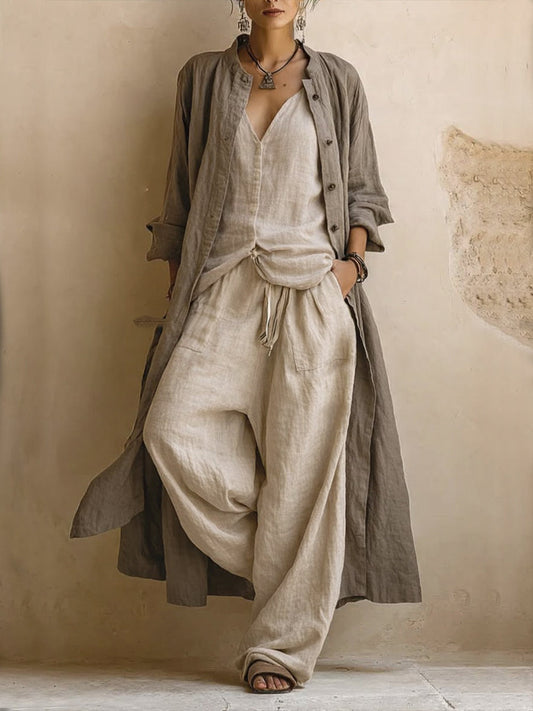 Hannah | Three-piece boho set with long cardigan