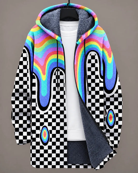 Vivienne | Rainbow Checkered Hooded Jacket