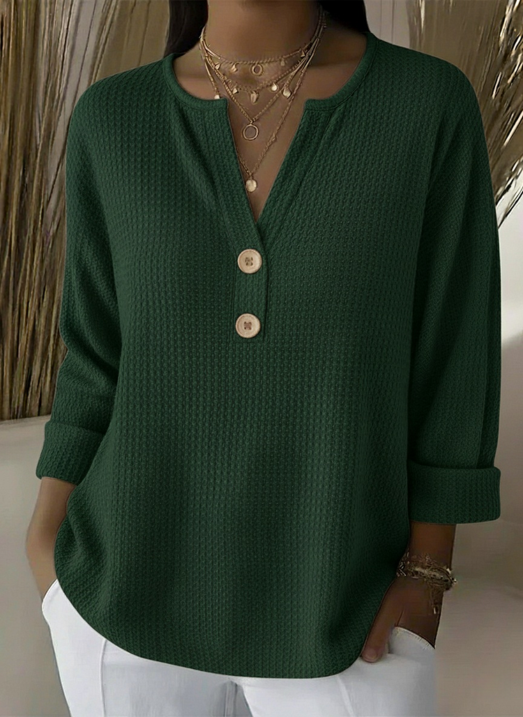 Lucy | Textured henley top with buttons