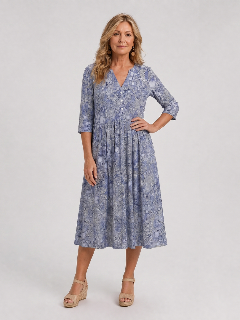 Damska sukienka midi vintage z rękawem 3/4 – Anna Marie