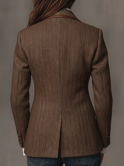 Herringbone Printed Panel Blazer