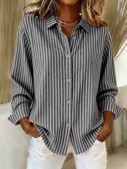 Genevieve | Striped button-through shirt