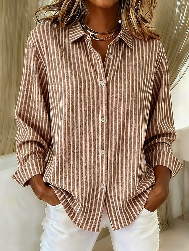 Genevieve | Striped button-through shirt