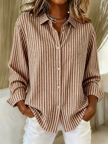 Genevieve | Striped button-through shirt