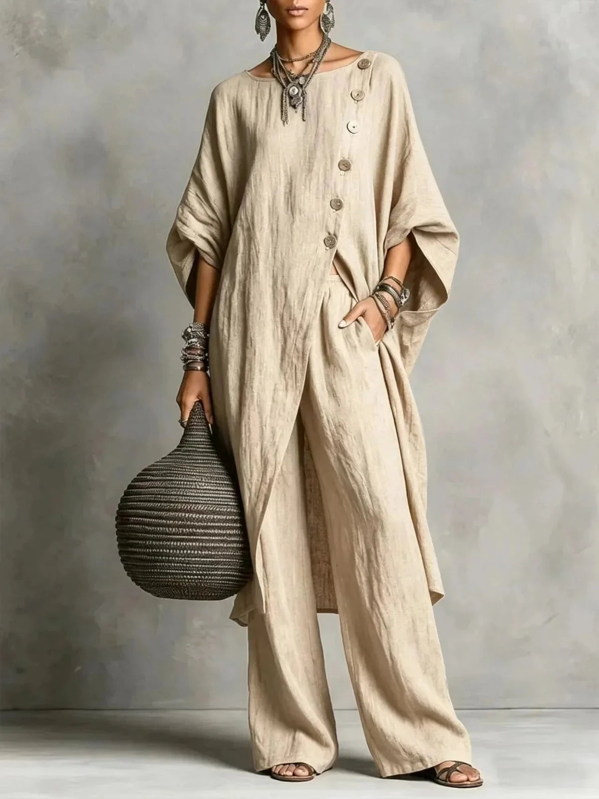 Nell | Floaty two-piece set with wide-leg trousers