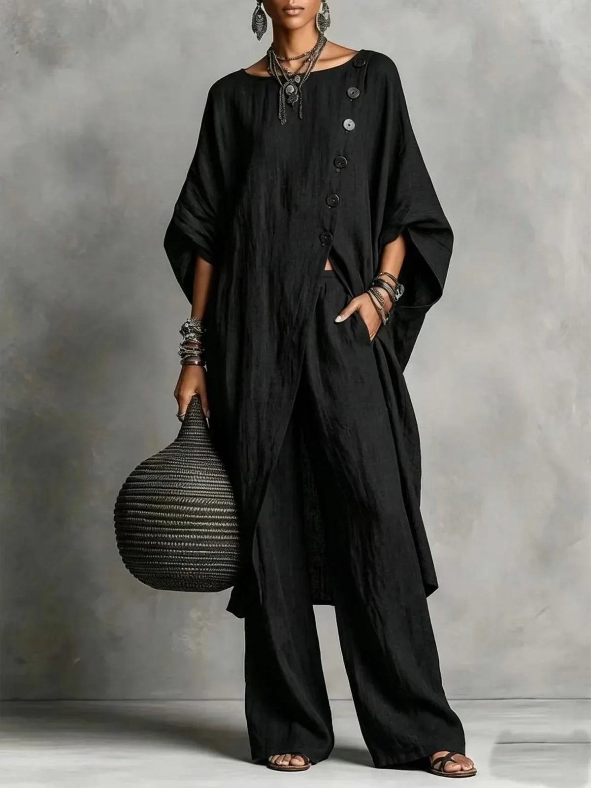 Nell | Floaty two-piece set with wide-leg trousers
