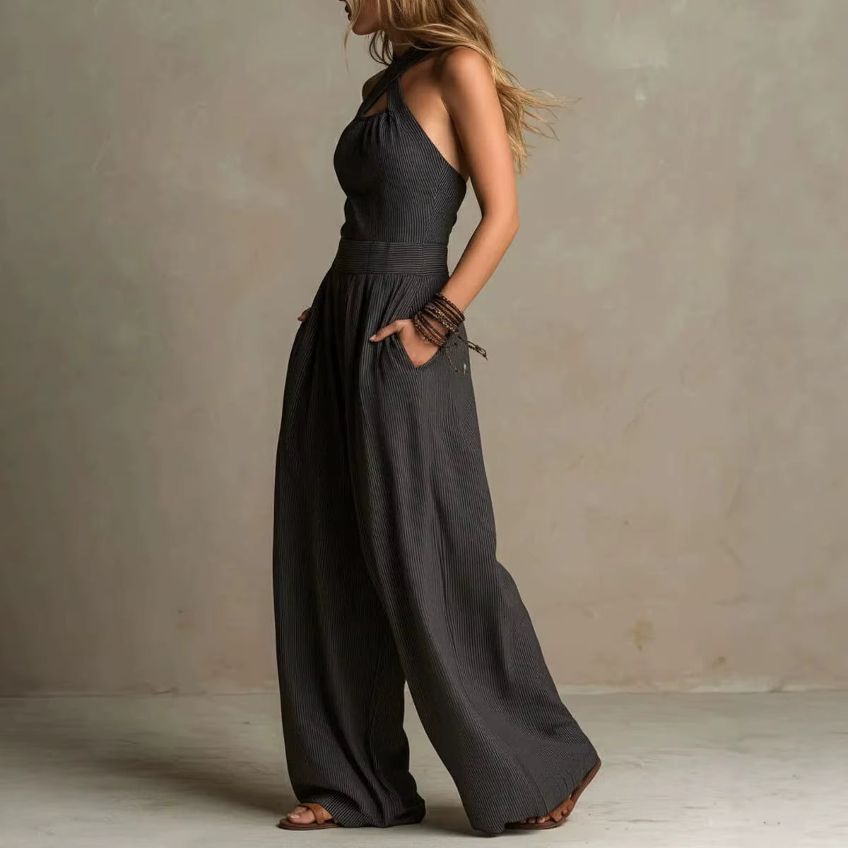 Paula | Wrap-neck wide-leg jumpsuit