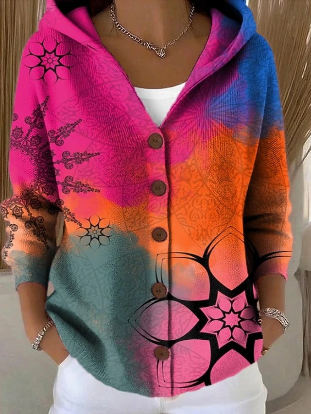 Cordelia | Printed hooded cardigan