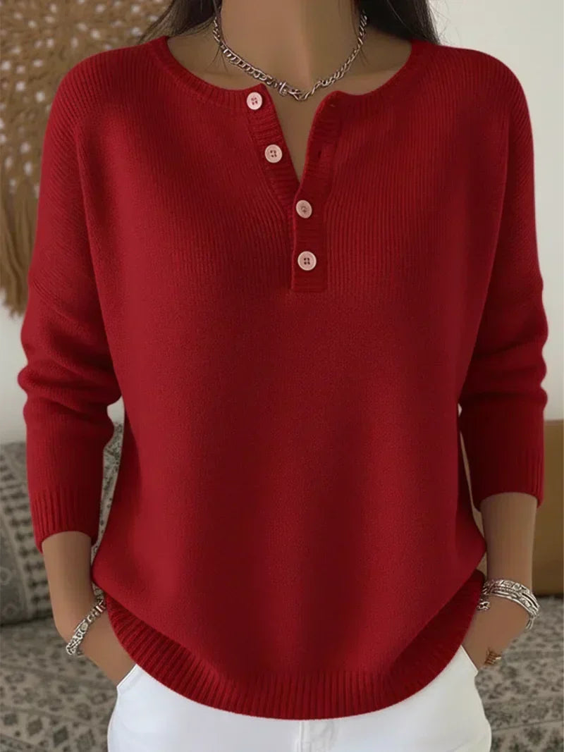 Edith | Knitted jumper with a henley placket