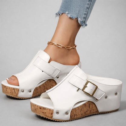 CASSIA™ | Sandalias de Plataforma de Piel