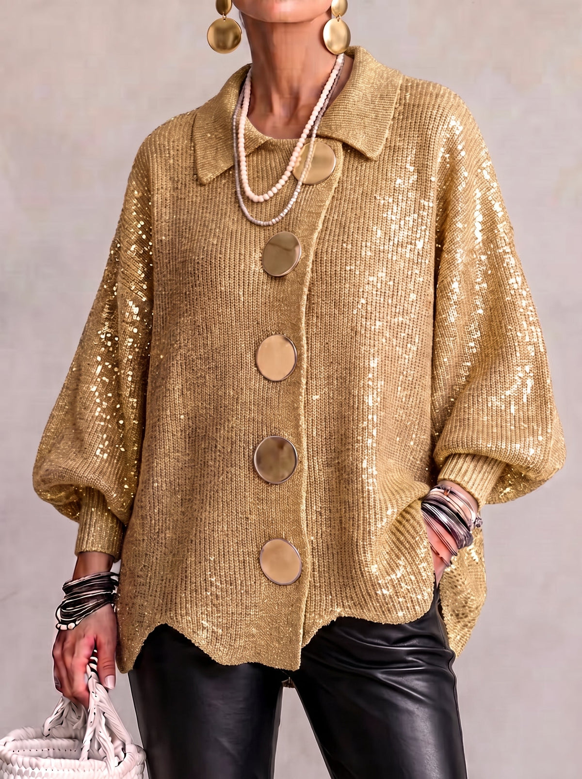 Beatrice | Oversized cardigan with gold buttons