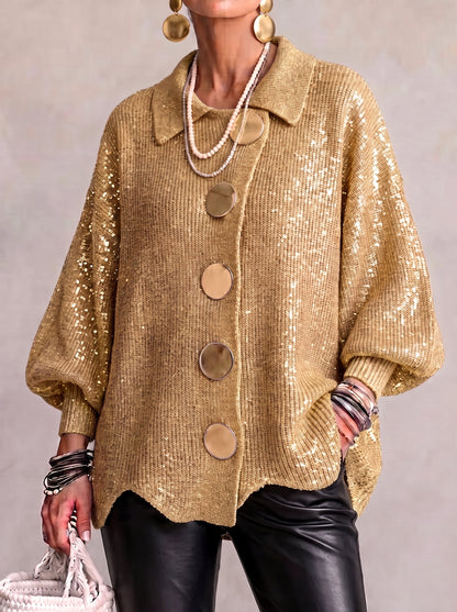 Beatrice | Oversized cardigan with gold buttons