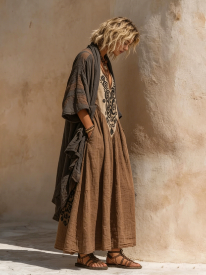 Denise | Two-piece boho set with painterly print