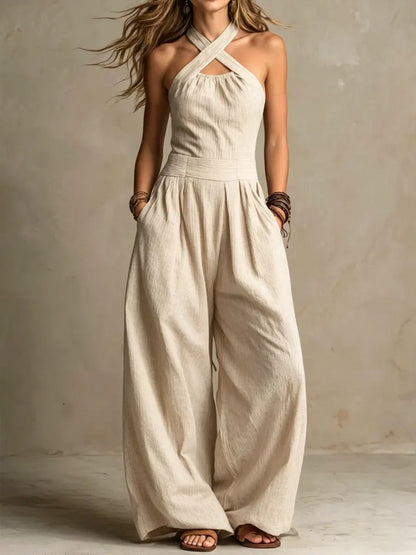Paula | Wrap-neck wide-leg jumpsuit