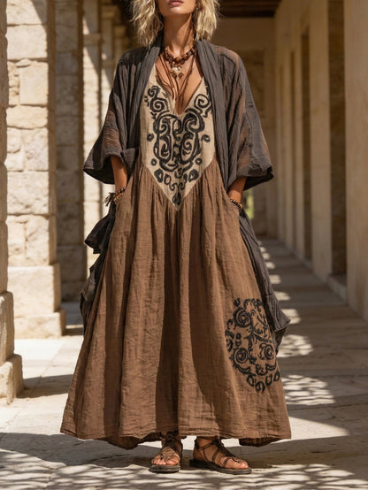 Denise | Two-piece boho set with painterly print