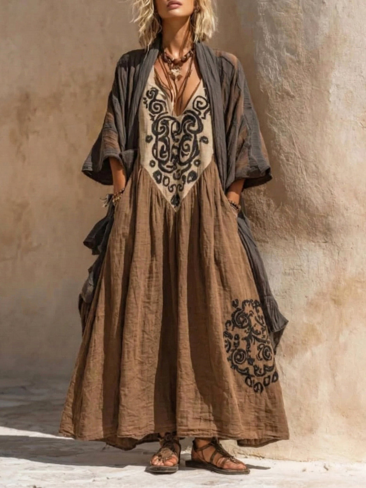 Denise | Two-piece boho set with painterly print