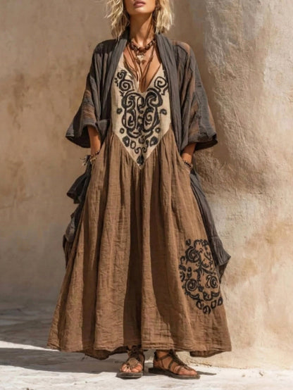 Denise | Two-piece boho set with painterly print