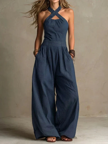 Paula | Wrap-neck wide-leg jumpsuit