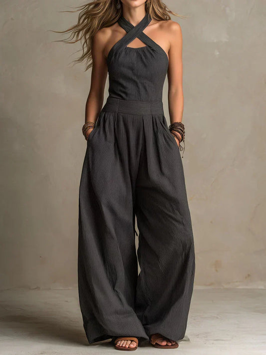 Paula | Wrap-neck wide-leg jumpsuit