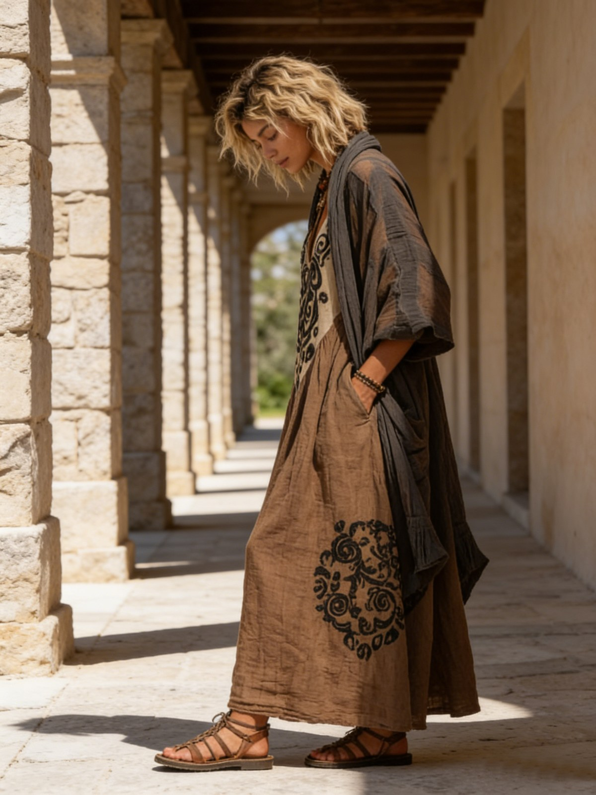 Denise | Two-piece boho set with painterly print