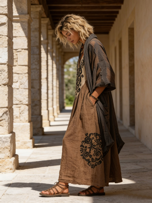Denise | Two-piece boho set with painterly print
