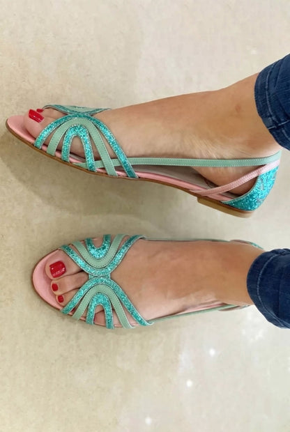 Damskie złote sandały eleganckie – Anna Marie