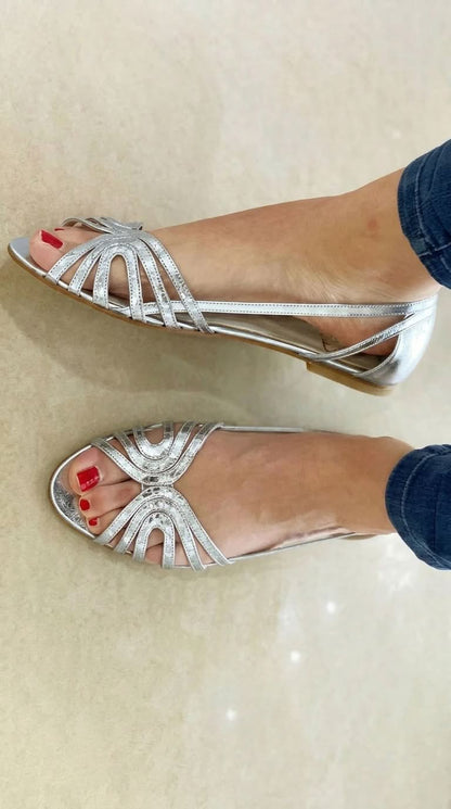 Damskie złote sandały eleganckie – Anna Marie