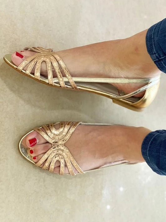 Damskie złote sandały eleganckie – Anna Marie
